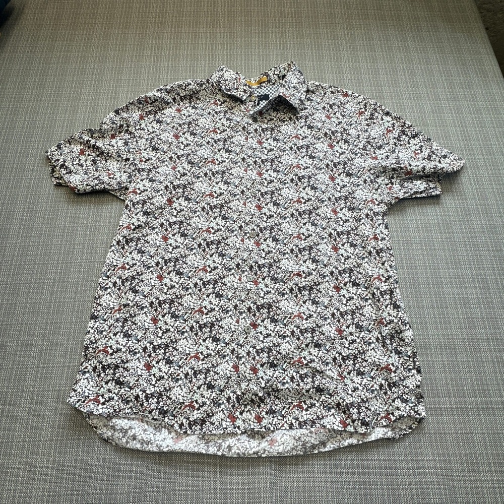Ted Baker Floral Button Up Shirt size 5 US XL Short Sleeve Summer Casual